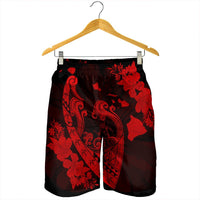 Hawaiian Fish Hook Hibiscus Banzai Surfing Polynesian Men's Shorts Red - AH - Polynesian Pride
