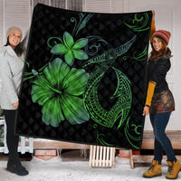 Hawaiian Fish Hook Hibiscus Plumeria Polynesian Premium Quilts - Green - AH - Polynesian Pride