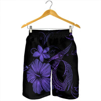 Hawaiian Fish Hook Hibiscus Plumeria Polynesian Men's Shorts - Purple - AH - Polynesian Pride