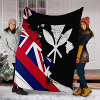 Hawaiian Flag Hawaii Map Kanaka Polynesian Premium Blankets - Classic Style - Polynesian Pride