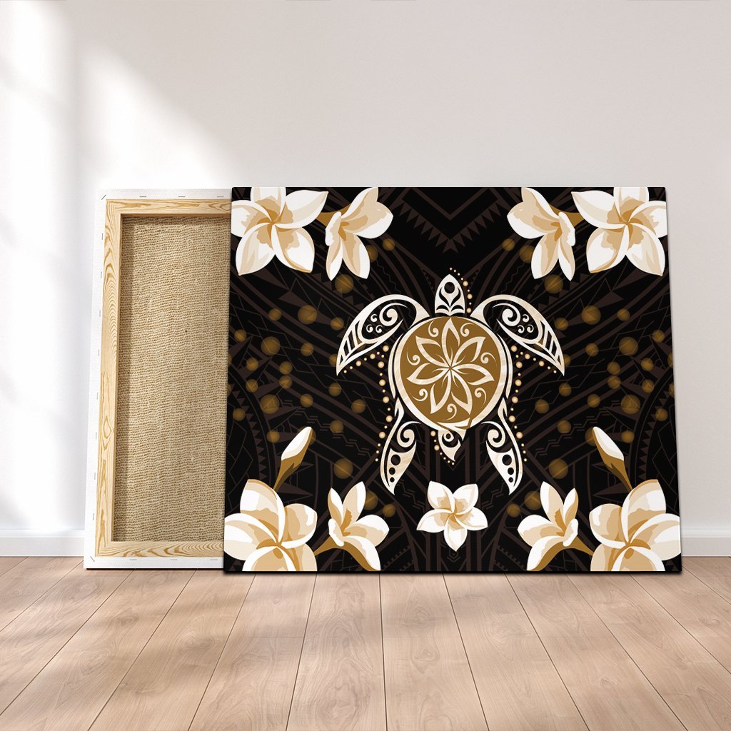 Hawaiian Gold Turtle Plumeria Canvas AH Canvas Poly-cotton - Polynesian Pride