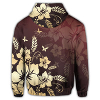 Hawaiian Golden Hibiscus Butterfly Polynesian Zip Hoodie - Polynesian Pride