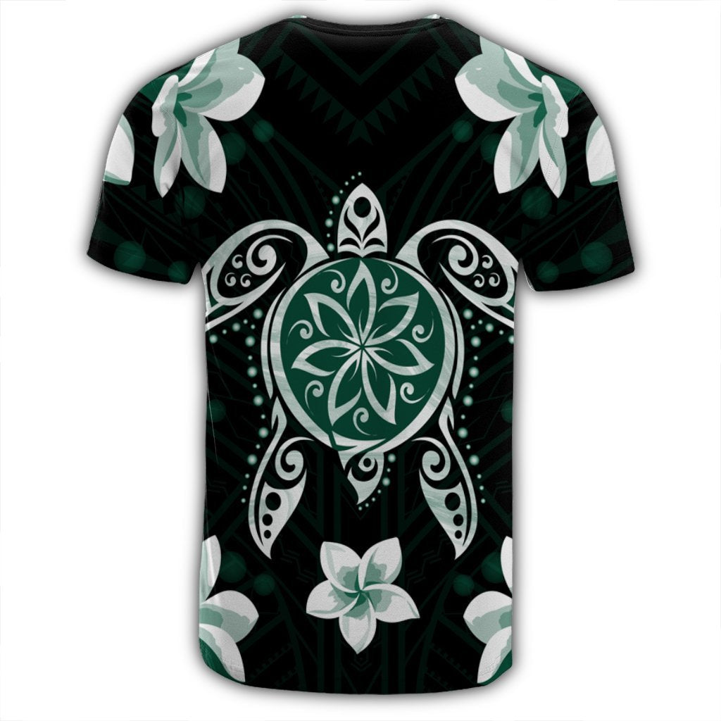 Hawaiian Greenie Turtle Plumeria T Shirt - Polynesian Pride