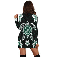Hawaiian Greenie Turtle Plumeria Hoodie Dress AH - Polynesian Pride