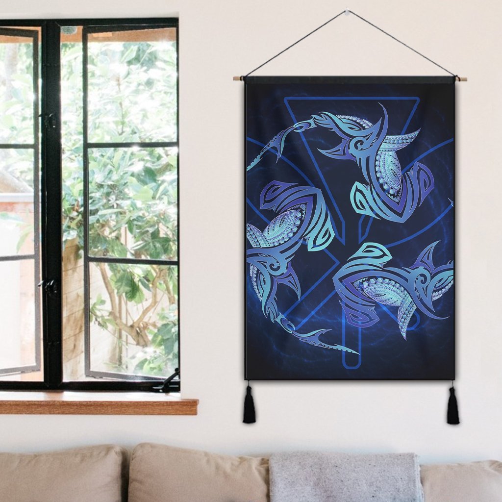 Hawaiian Hammerhead Shark Kanaka Galaxy Polynesian Hanging Poster - AH - Polynesian Pride