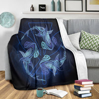 Hawaiian Hammerhead Shark Kanaka Galaxy Polynesian Premium Blankets - AH - Polynesian Pride