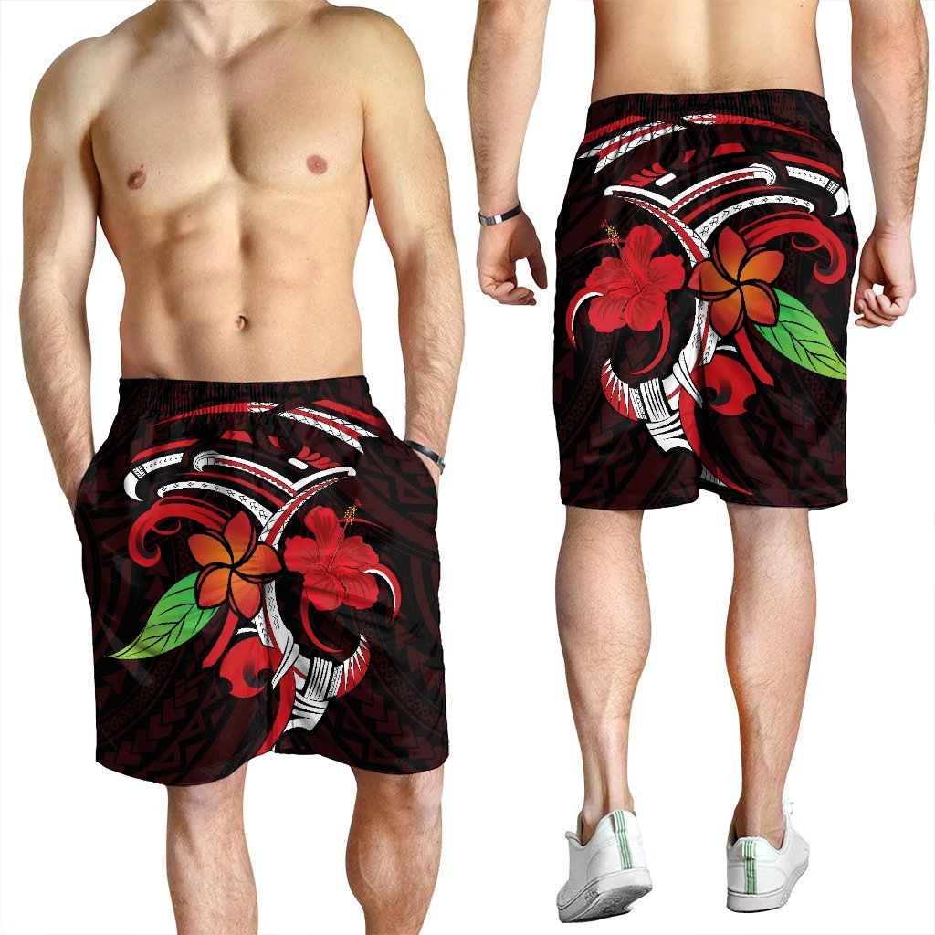 Hawaiian Hibiscus And Plumeria Flower Polynesian Men's Shorts - AH - Polynesian Pride