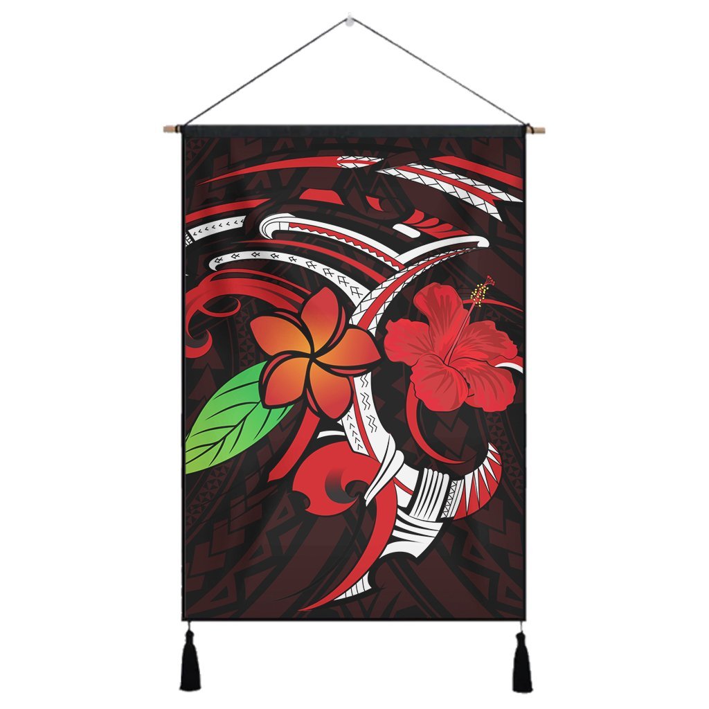 Hawaiian Hibiscus And Plumeria Flower Polynesian Hanging Poster - AH Hanging Poster Cotton And Linen - Polynesian Pride