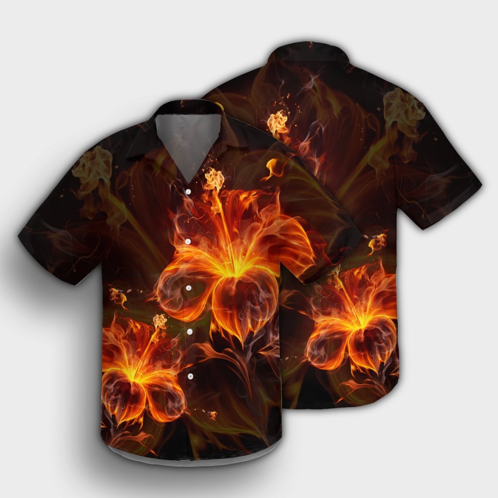 Hawaiian Hibiscus Fire Polynesian Hawaiian Shirt - AH - Polynesian Pride