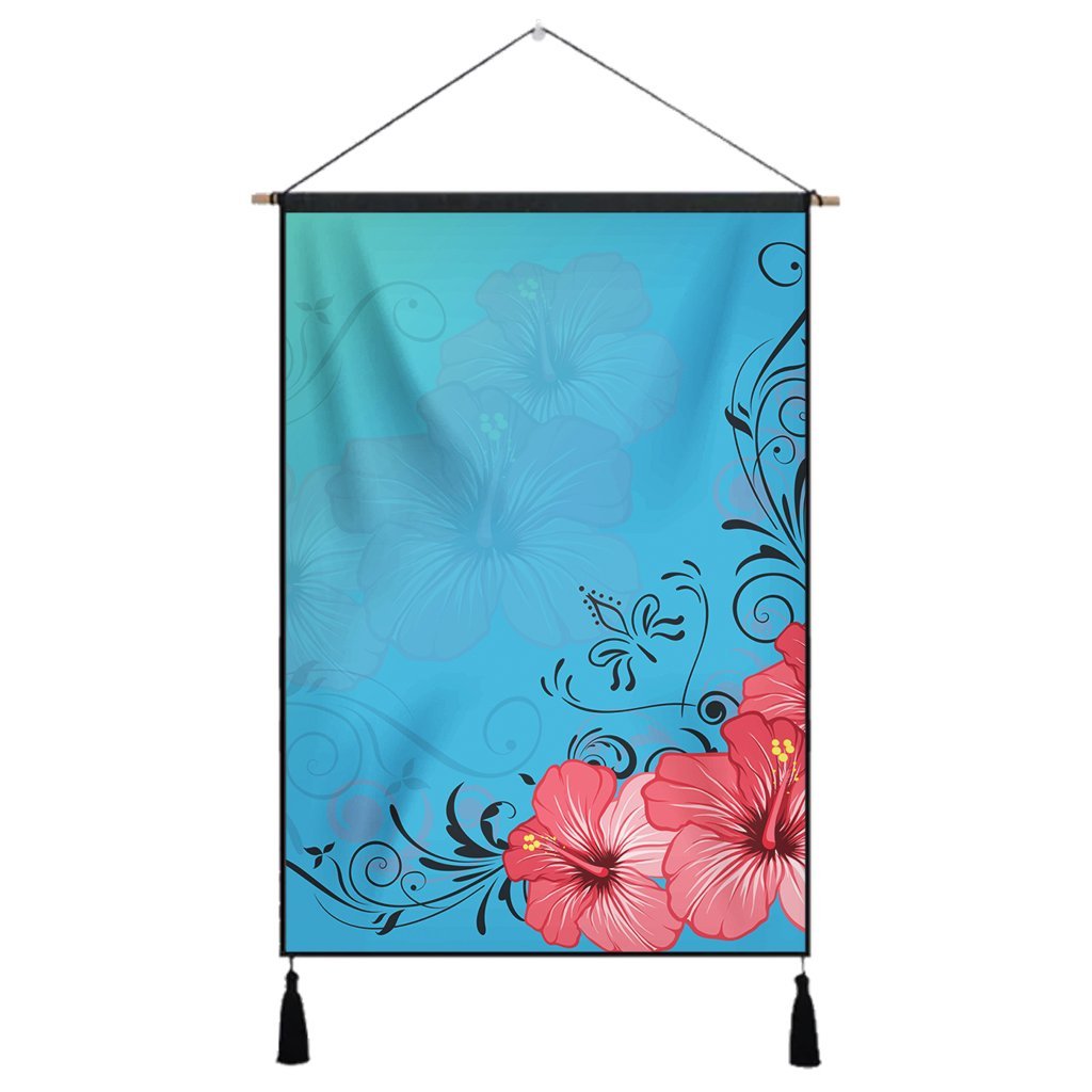 Hawaiian Hibiscus Flower Red Hanging Poster - AH - AH Hanging Poster Cotton And Linen - Polynesian Pride