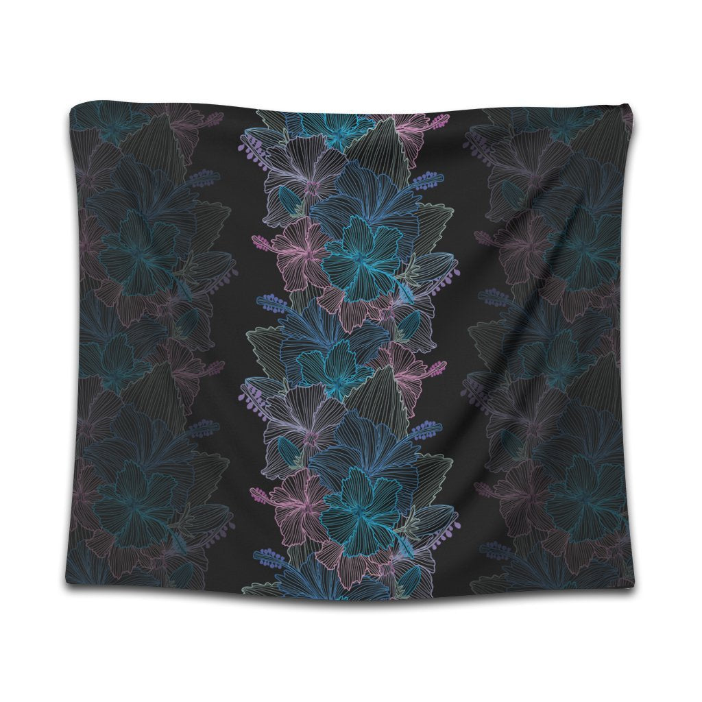 Hawaiian Hibiscus Full Color Polynesian Tapestry - AH Wall Tapestry Black - Polynesian Pride