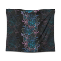Hawaiian Hibiscus Full Color Polynesian Tapestry - AH Wall Tapestry Black - Polynesian Pride
