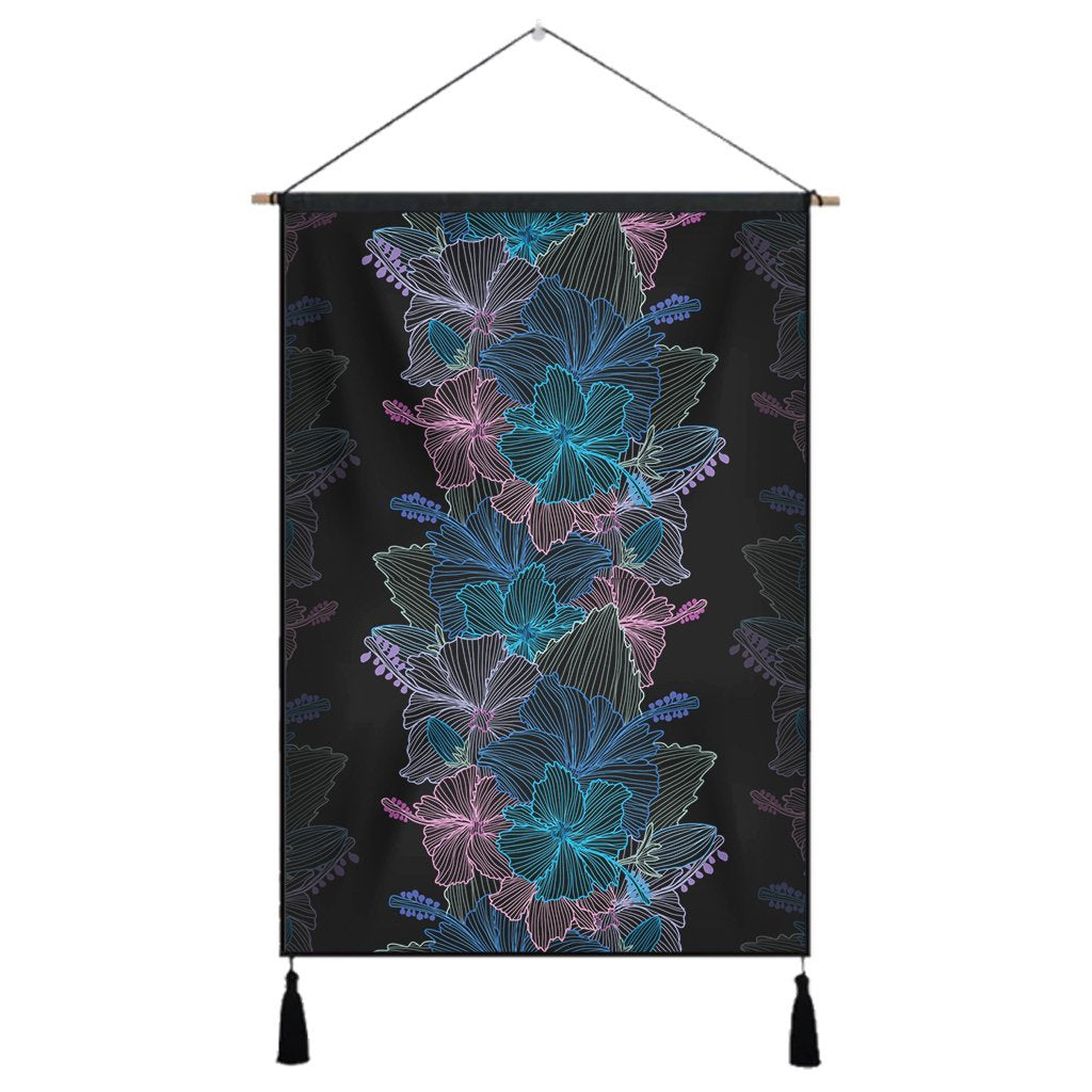 Hawaiian Hibiscus Full Color Polynesian Hanging Poster - AH Hanging Poster Cotton And Linen - Polynesian Pride