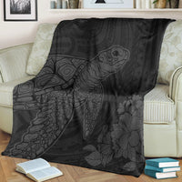 Hawaiian Hibiscus Memory Turtle Polynesian Premium Blankets Gray - AH - Polynesian Pride