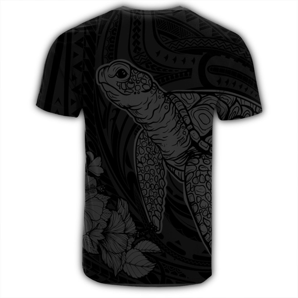 Hawaiian Hibiscus Memory Turtle Polynesian T Shirt Gray - Polynesian Pride