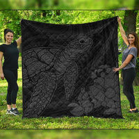 Hawaiian Hibiscus Memory Turtle Polynesian Premium Quilts Gray - AH Black - Polynesian Pride