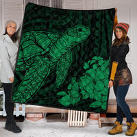 Hawaiian Hibiscus Memory Turtle Polynesian Premium Quilts Green - AH - Polynesian Pride