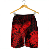 Hawaiian Hibiscus Memory Turtle Polynesian Men's Shorts Red - AH - Polynesian Pride