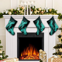 Hawaiian Hibiscus Memory Turtle Polynesian Christmas Stocking Turquoise - AH - Polynesian Pride