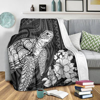 Hawaiian Hibiscus Memory Turtle Polynesian Premium Blankets White - AH - Polynesian Pride