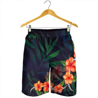 Hawaiian Hibiscus Palm Tree Background Polynesian Men's Shorts - AH - Polynesian Pride