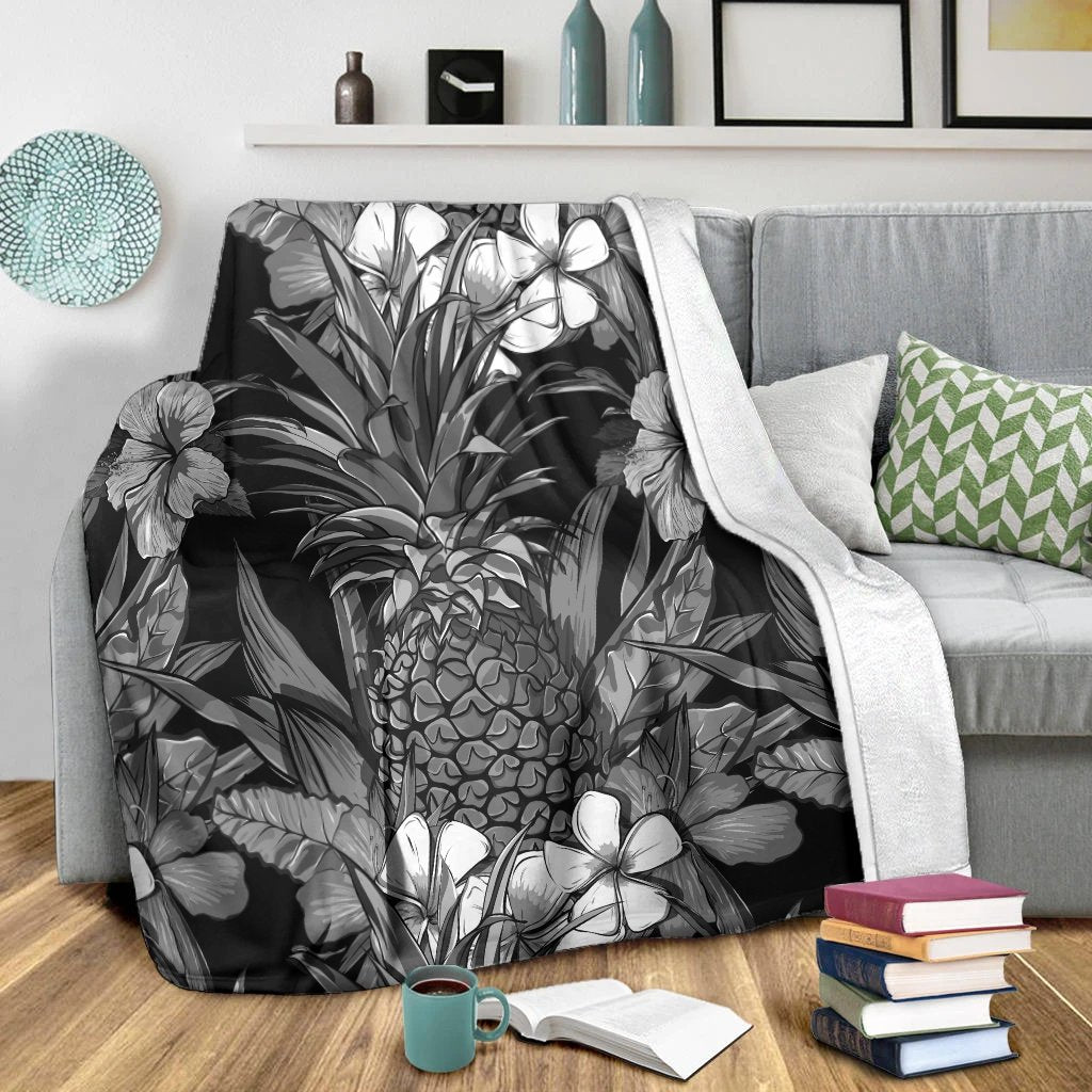 Hawaiian Hibiscus Plumeria And Pineapple Polynesian Premium Blankets - AH - Polynesian Pride