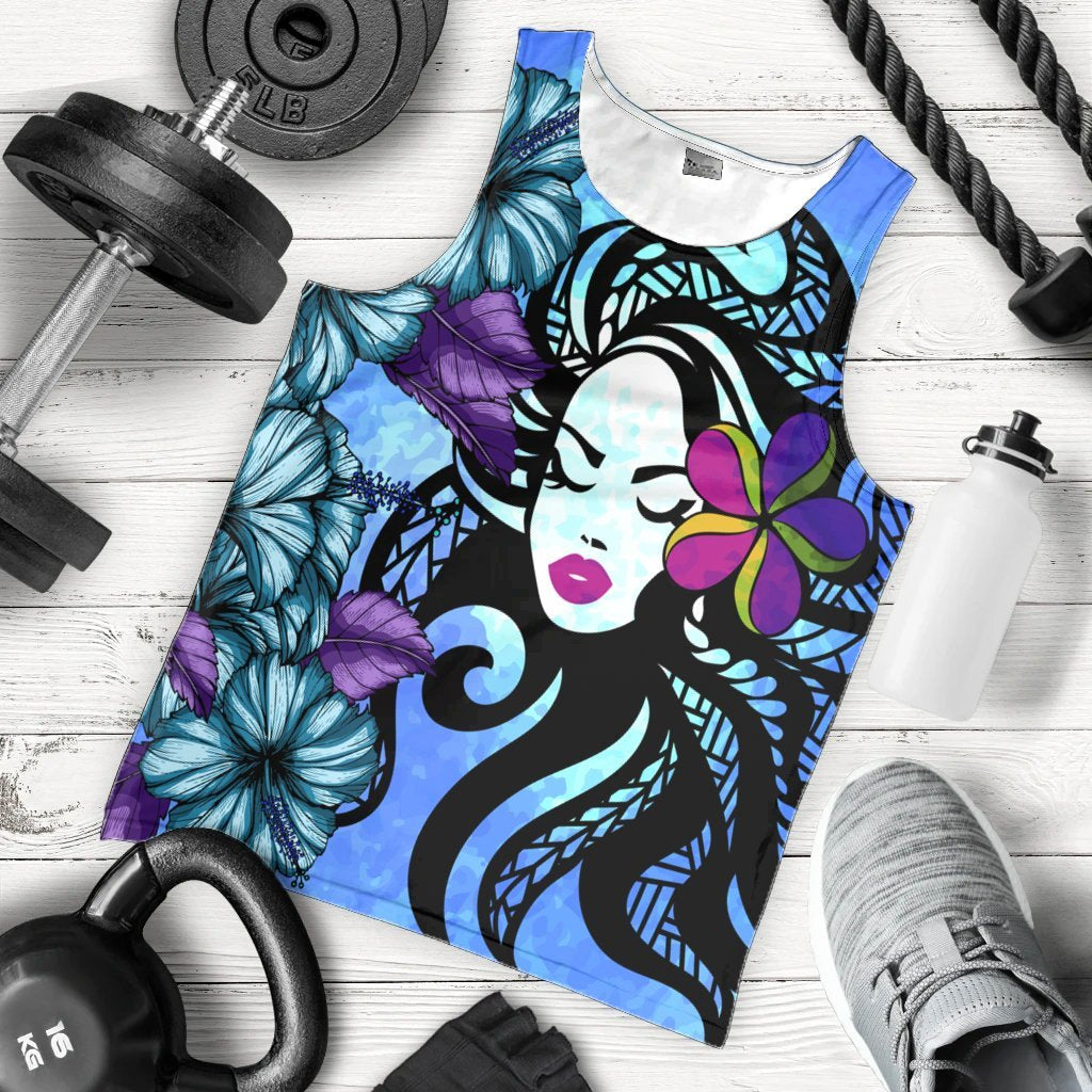 Hawaiian Hibiscus Plumeria Hula Girl Polynesian Tank Top - AH - Polynesian Pride