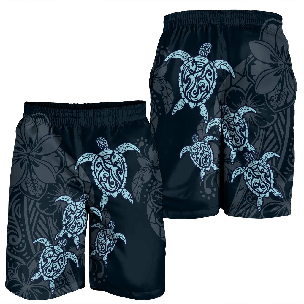 Hawaiian Hibiscus Plumeria Sea Turtle Polynesian Men's Shorts - AH - Polynesian Pride
