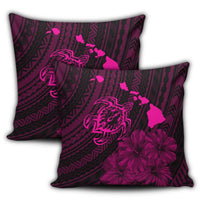 Hawaiian Hibiscus Sea Turtle Swim Polynesian Pillow Covers - Pink - AH - Polynesian Pride