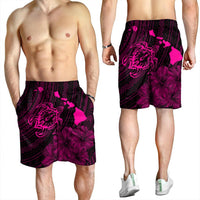 Hawaiian Hibiscus Sea Turtle Swim Polynesian Men's Shorts - Pink - AH - Polynesian Pride