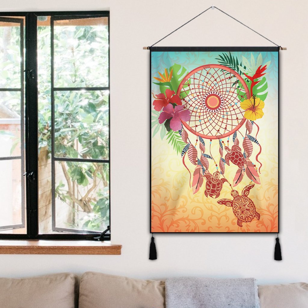 Hawaiian Hibiscus Strelitzia Flower Dreamcatcher Hanging Poster - AH - Polynesian Pride