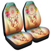 Hawaiian Hibiscus Strelitzia Flower Dreamcatcher Car Seat Covers - AH Universal Fit Black - Polynesian Pride