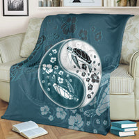 Hawaiian Hibiscus Turtle Polynesian Premium Blankets YinYang Style - AH - Polynesian Pride