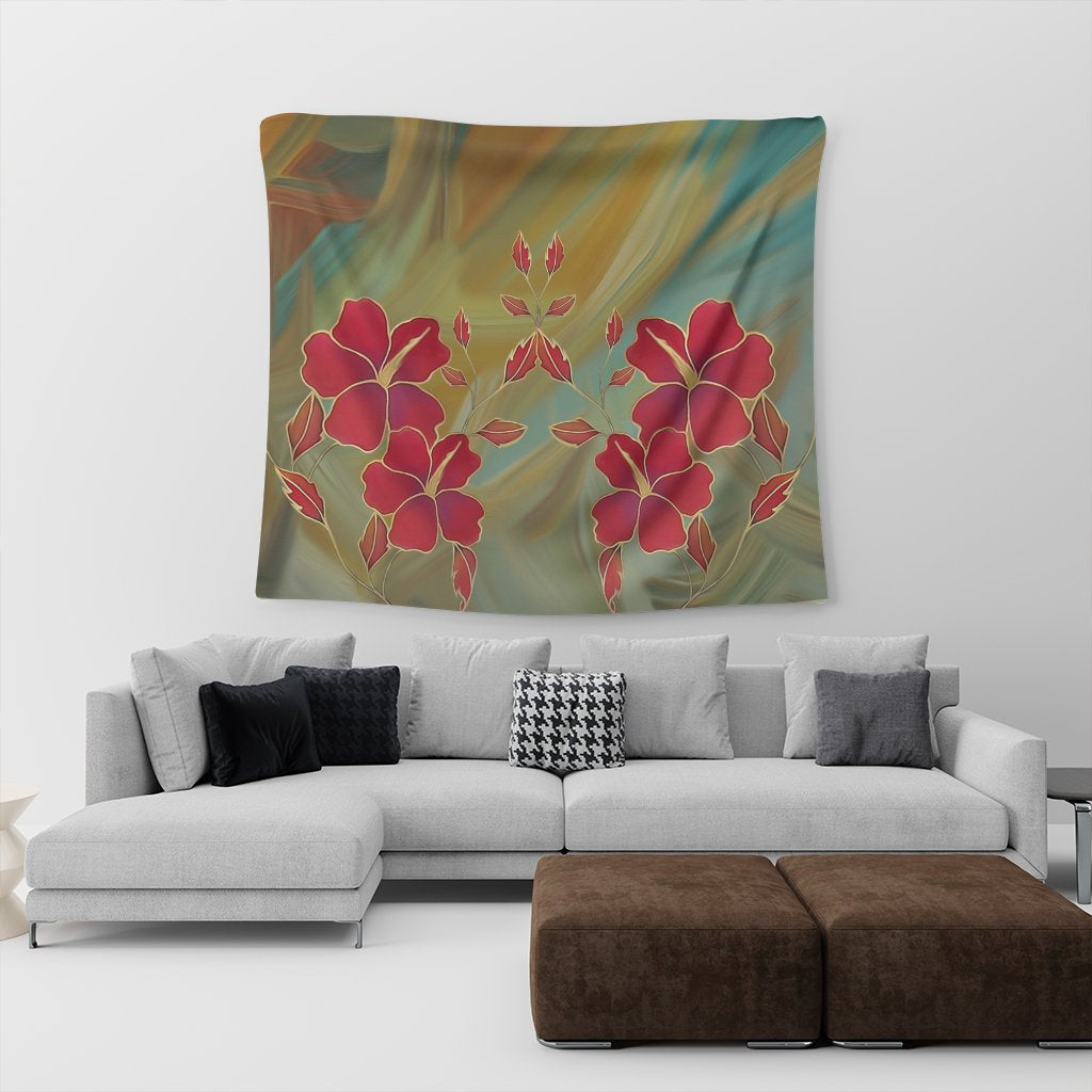 Hawaiian Hibiscus Water Color Tapestry - AH - Polynesian Pride