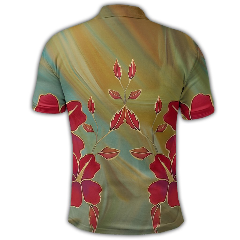 Hawaiian Hibiscus Water Color Polo Shirt - Polynesian Pride