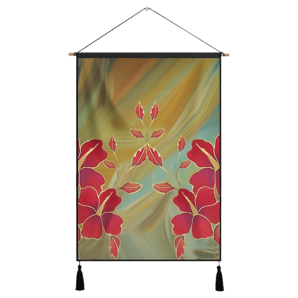 Hawaiian Hibiscus Water Color Hanging Poster - AH Hanging Poster Cotton And Linen - Polynesian Pride