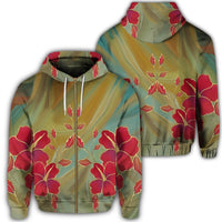 Hawaiian Hibiscus Water Color Zip Hoodie Unisex Art - Polynesian Pride