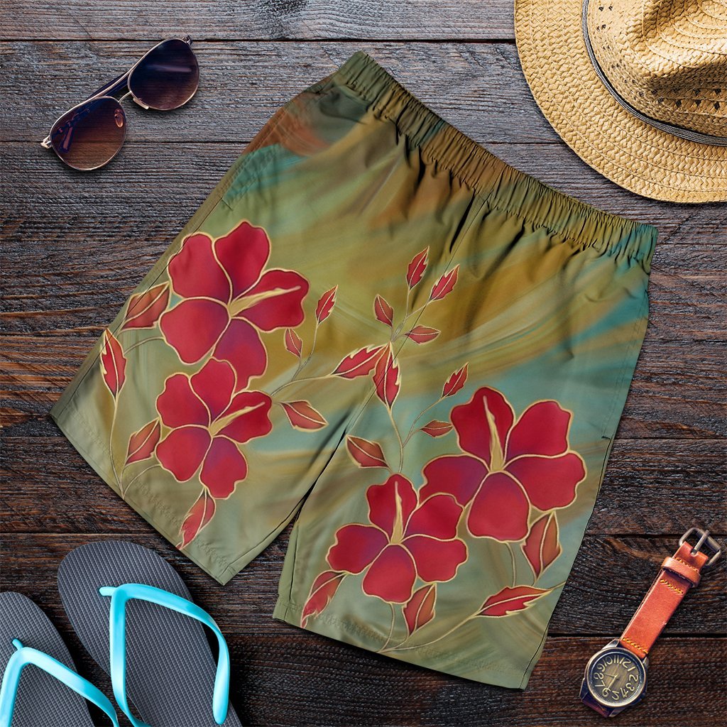 Hawaiian Hibiscus Water Color Men's Shorts - AH Art - Polynesian Pride