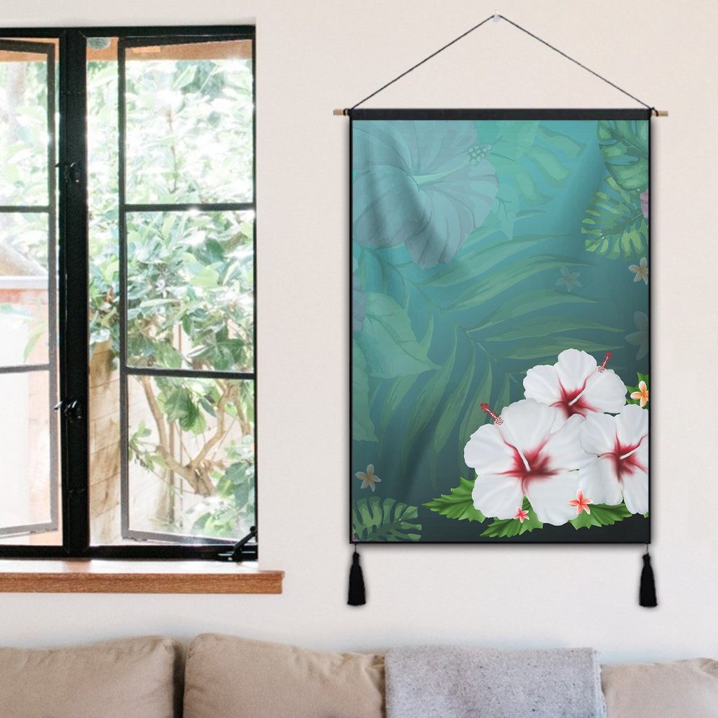 Hawaiian Hibiscus White Flower Gleeful Hanging Poster - AH - Polynesian Pride