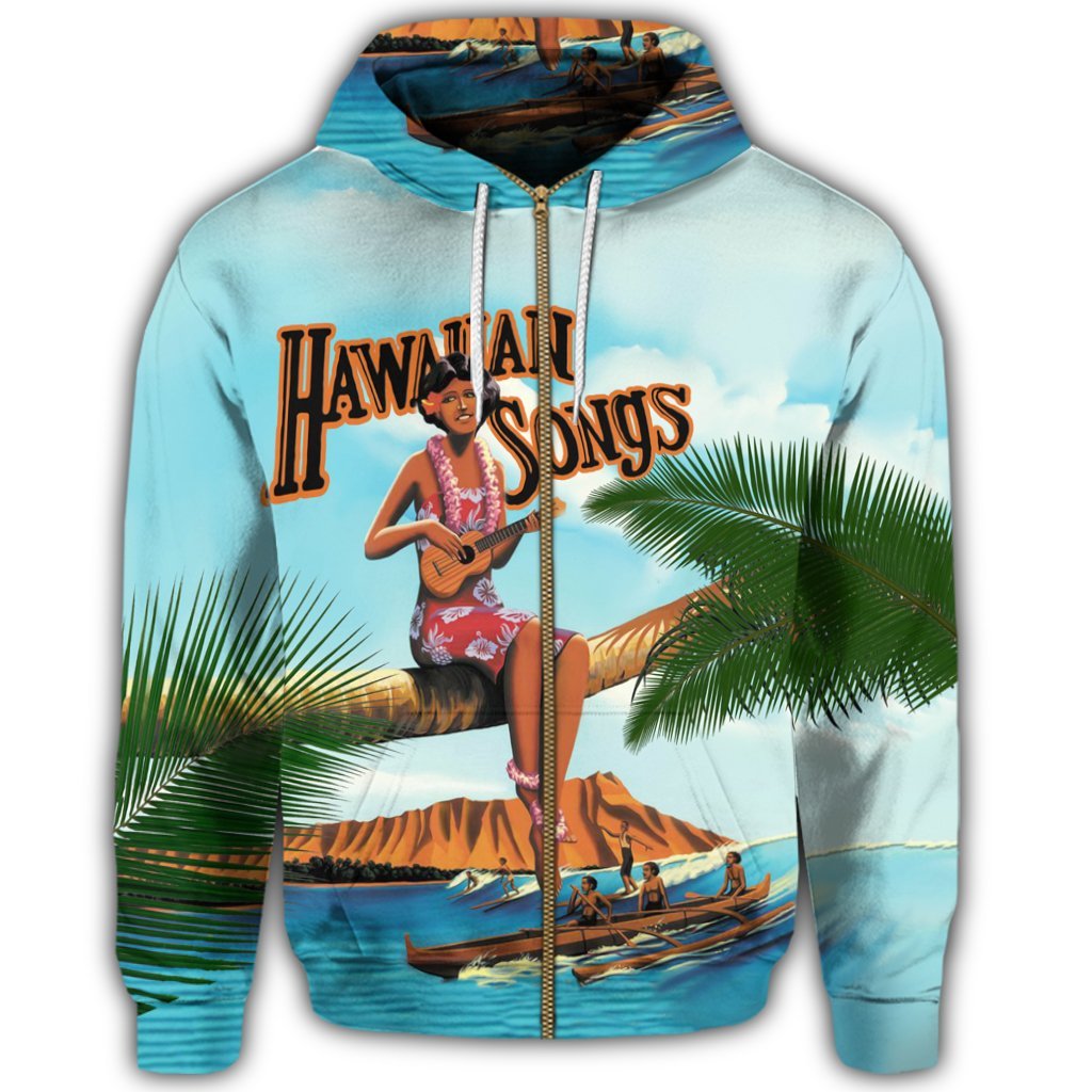 Hawaiian Hula Aboriginal Song Zip Hoodie - Polynesian Pride