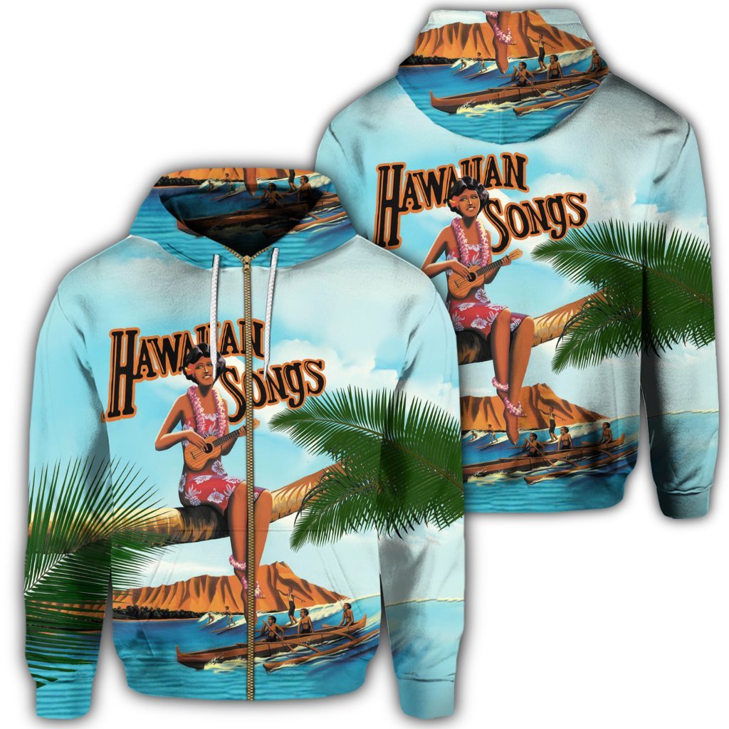 Hawaiian Hula Aboriginal Song Zip Hoodie Unisex Art - Polynesian Pride