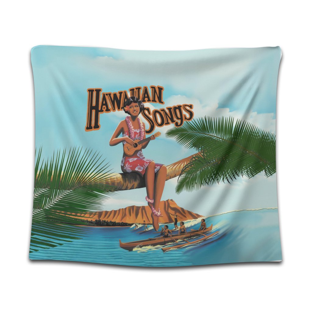 Hawaiian Hula Aboriginal Song Tapestry - AH Wall Tapestry Black - Polynesian Pride