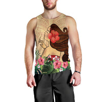 Hawaiian Hula Girl And Hibiscus Polynesian Tank Top - AH Black - Polynesian Pride