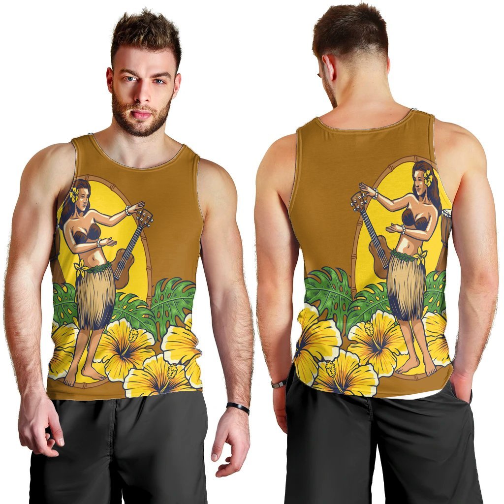 Hawaiian Hula Girl Monstera Hibiscus Polynesian Tank Top - AH - Polynesian Pride