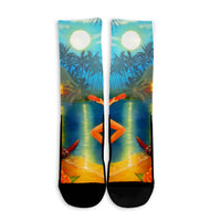 Hawaiian Hula Girl Sing In Aboriginal Village Aat Night Crew Socks - AH - Polynesian Pride