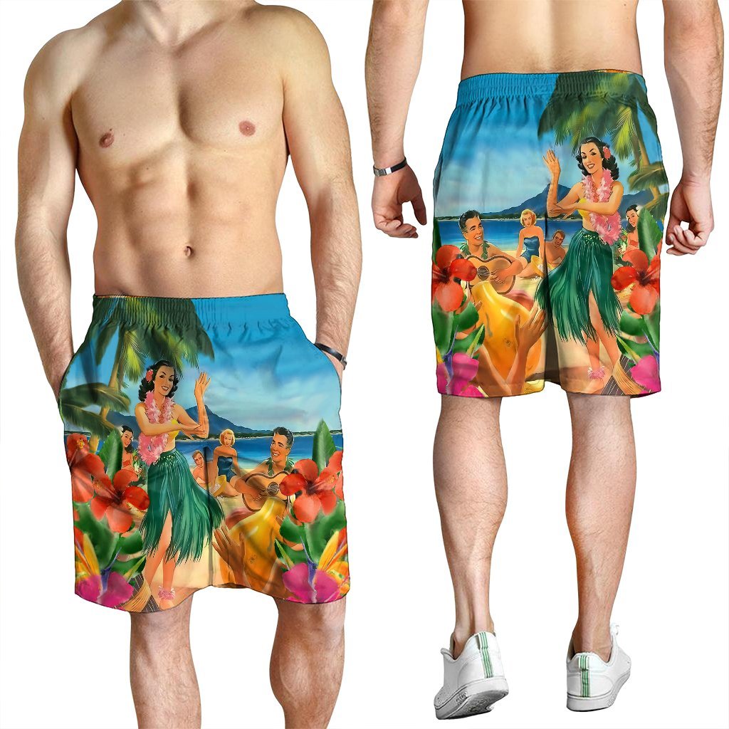 Hawaiian Hula Sing Dance On Beach Men's Shorts - AH - Polynesian Pride