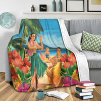 Hawaiian Hula Sing Dance On Beach Premium Blankets - AH - Polynesian Pride
