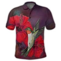 Hawaiian Hummingbird and Hibiscus Polynesian Polo Shirt - Polynesian Pride