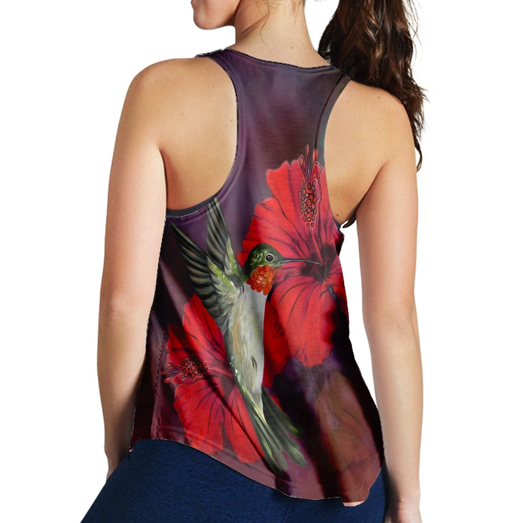 Hawaiian Hummingbird And Hibiscus Polynesian Racerback Tank - AH - Polynesian Pride