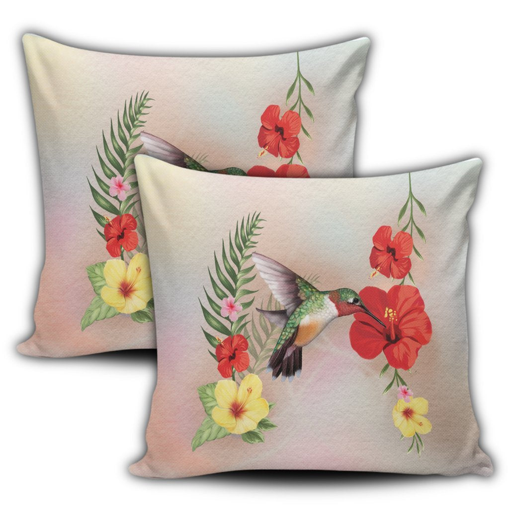 Hawaiian Hummingbirds Hibiscus Polynesian Pillow Covers - AH - Polynesian Pride